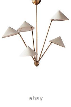 5 Light Art Deco Raw Brass chandelier light Fixture By AT16