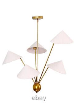 5 Light Art Deco Raw Brass chandelier light Fixture By AT16
