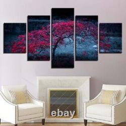Abstract Red Leaves Tree Canvas Prints Painting Wall Art Home Decor 5PCS