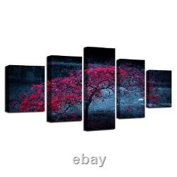 Abstract Red Leaves Tree Canvas Prints Painting Wall Art Home Decor 5PCS