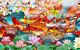 Animal Picture Feng Shui Lotus Koi Fish Painting Canvas Print Wall Art Home Deco