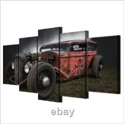 Antique Hot Rod Muscle Car 5 Panel Canvas Print Modern Wall Art Poster Home Deco