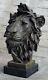 Art Deco African Lion Bust Wildlife Bronze Sculpture Statue Home Decoration Sale