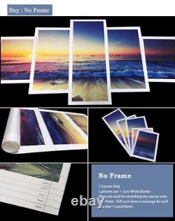 Beautiful Sea Wave Sunrise 5 Pieces Canvas Print Poster HOME DECOR Wall Art