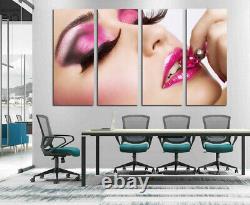 Beauty salon makeup Sexy Girl 4 Panels Canvas Print Wall Art Poster Home Decor