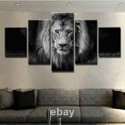 Black and white Natural Lion 5 Pcs Canvas Wall Art Painting Poster Home Decor