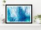 Blue Abstract Acrylic Paint Glass Framed Wall Art, Ready to Hang