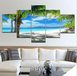 Blue Ocean Sea Beach Trees Canvas Prints Painting Wall Art Home Decor Picture 5P