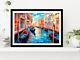 Boats With City Of Venice Painting Glass Framed Wall Art, Ready to Hang