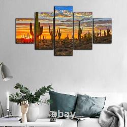 Cactus Desert in Sunset 5 PCs canvas Printed Picture Home decor Wall art Cuados