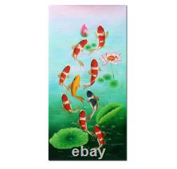 Canvas Print Lotus Flower Feng Shui Koi Fish Painting Wall Art Home Kitchen Deco