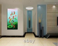 Canvas Print Lotus Flower Feng Shui Koi Fish Painting Wall Art Home Kitchen Deco