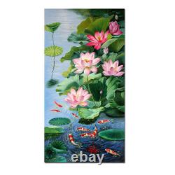 Canvas Print Wall Art Home Lotus Flower Feng Shui Koi Fish Painting Kitchen Deco