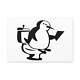 Cartoon Penguin Reading Newspaper On Toilet Funny Canvas Wall Art for Home Deco