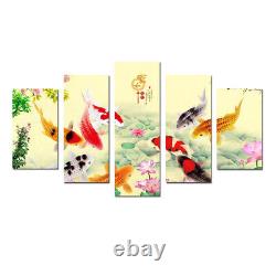 Chinese style Feng Shui Koi Fish Painting Poster Canvas Print Wall Art Home Deco