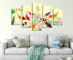 Chinese style Feng Shui Koi Fish Painting Poster Canvas Print Wall Art Home Deco