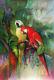 Classical Bird Parrot Macaw Landscape Oil Painting Canvas Print Wall Art Decor