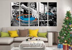 Disc Jockey Playing Music Mixer Spinning 5 Panel Canvas Print Wall Art Home Deco