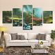 Fairy Forest waterfall Landscap 5 Pieces Canvas Print Poster HOME DECOR Wall Art