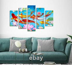 Feng Shui Koi Fish Painting Chinese style Canvas Poster Print Wall Art Home Deco