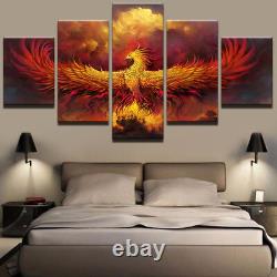 Fire Phoenix Bird 5 Pieces canvas Wall Art Picture Poster Home Decor