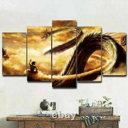 Goku Ride Shenlong 5 Piece Canvas Print Poster Picture Wall Art Home Decor
