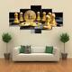 Gold Bitcoin and Chess Board 5 Pcs Canvas Wall Art Painting Home Decor Cuadros