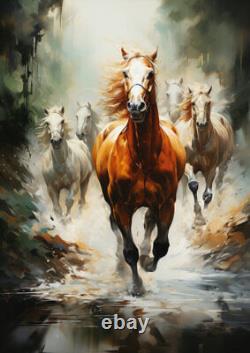 Home Art Wall Decor Animal Horse Landscape Painting Picture Printed On Canvas