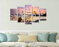 Jerusalem Cityscape Sunset Landscape 5 Pieces Canvas Print Wall Art Picture Home