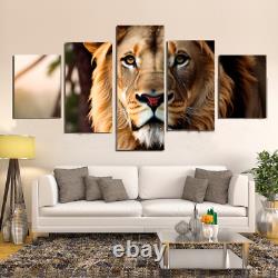 Lion face Wildlife 5 Pieces canvas Printed Picture Home decor Wall art Cuadro