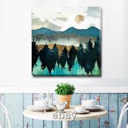 Misty Forest Stretched Canvas Print Framed Home Decor Wall Art DIY Painting L93