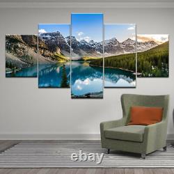 Moraine Lake Mountain Nature 5 Pieces Canvas Print Poster HOME DECOR Wall Art