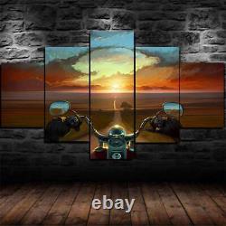 Motorcycle Road Sunset 5 Piece canvas Wall Art Print Home Decor