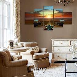 Motorcycle Road Sunset 5 Piece canvas Wall Art Print Home Decor