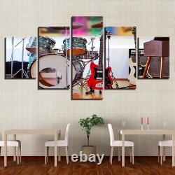 Music Instrument Drum Guitar Set Canvas Prints Painting Wall Art Home Decor 5PCS
