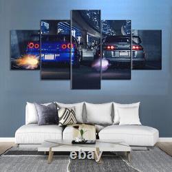 Nissan GTR R34 VS Supra 4 Cars 5 Pieces Canvas Print Picture HOME DECOR Wall Art