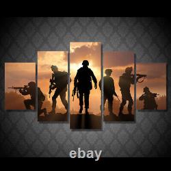 Patriotic Army Military Soldier 5 Piece Canvas Print Poster HOME DECOR Wall Art
