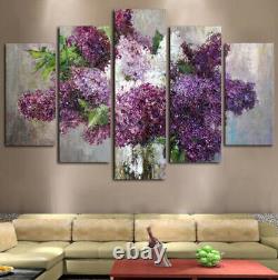 Purple Hydrangeas Lilac Painting 5 Piece Canvas Print Picture HOME DECO Wall Art