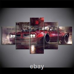 Red Racing Car in the Rain 5 Pieces Canvas Print Picture HOME DECOR Wall Art