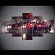 Red Racing Car in the Rain 5 Pieces Canvas Print Picture HOME DECOR Wall Art