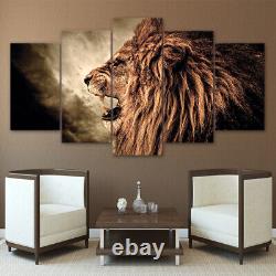 Roaring Lion Wildlife Animal 5 Pcs Canvas Wall Art Painting Poster Home Decor