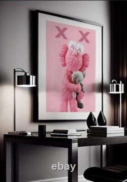Set of 3 All Pink Kaws Art pieces canvas wall art home decor
