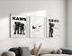 Set of 3 Black and white Kaws Art pieces canvas wall art home decor