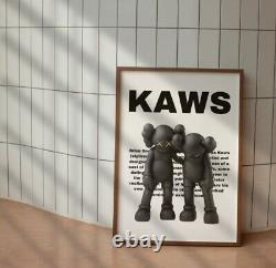 Set of 3 Black and white Kaws Art pieces canvas wall art home decor