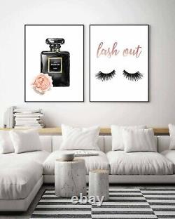 Set of 3 Watercolor Perfume Lashes Fashion Wall Art Print. Great Gift/ Home Deco