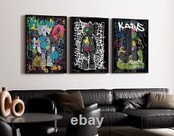 Set of 3 Zombie Kaws Art pieces canvas wall art home decor