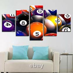 Sport Games Billiards Pool Ball 5 Pieces Canvas Print Poster HOME DECOR Wall Art