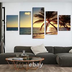 Sunset Sea Beach Coconut Tree Seascape Canvas Print Painting Wall Art Home Decor