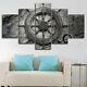 Vintage Nautical Ship Wheel 5 Piece Canvas Printed Picture HOME DECOR Wall Art