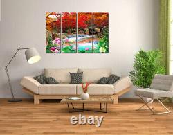 Wall Art Forest Waterfall Landscape Painting Canvas Print Living Room Home Decor